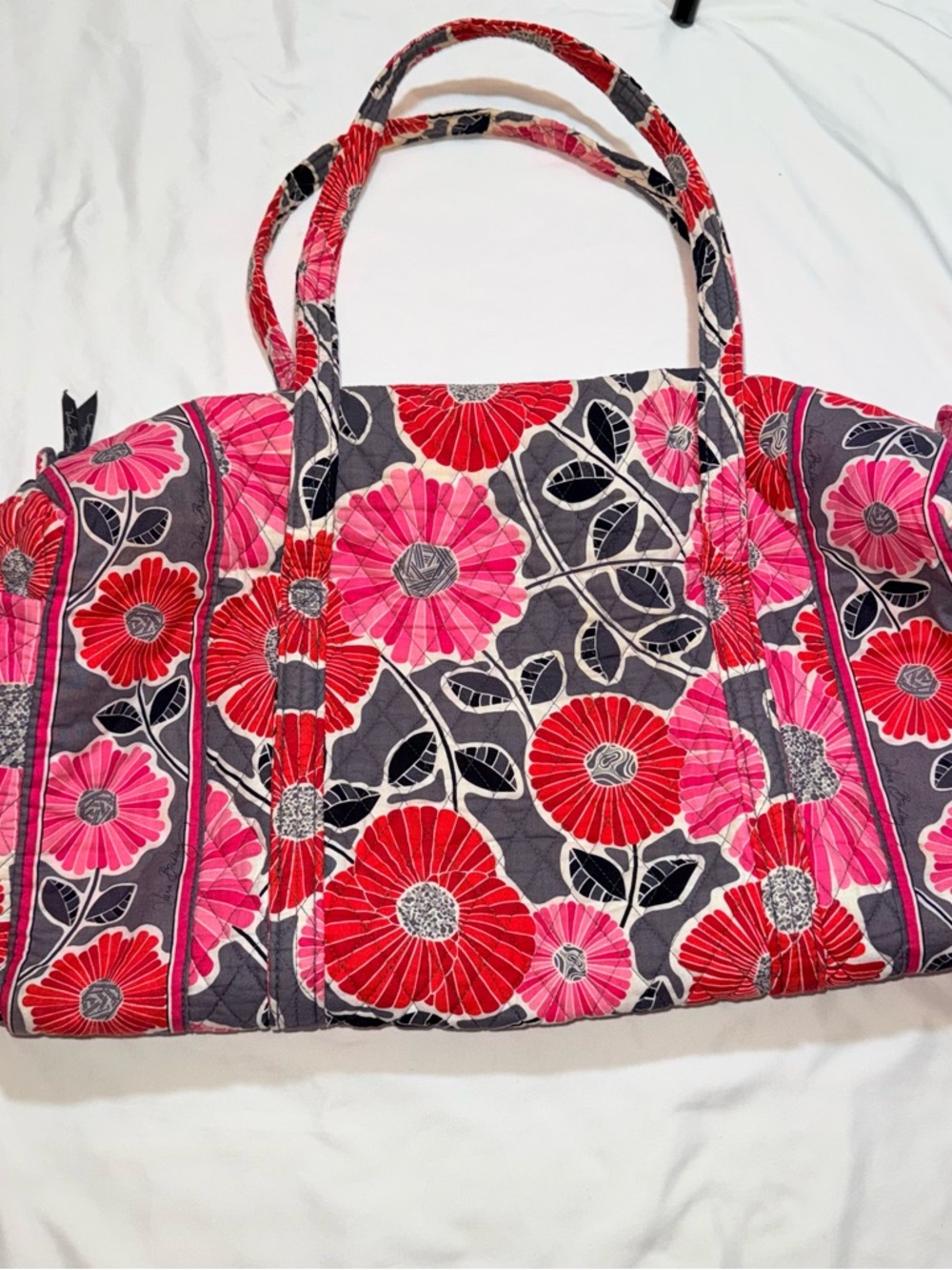 Vera Bradley Pink & Red Floral Quilted Travel Tote
